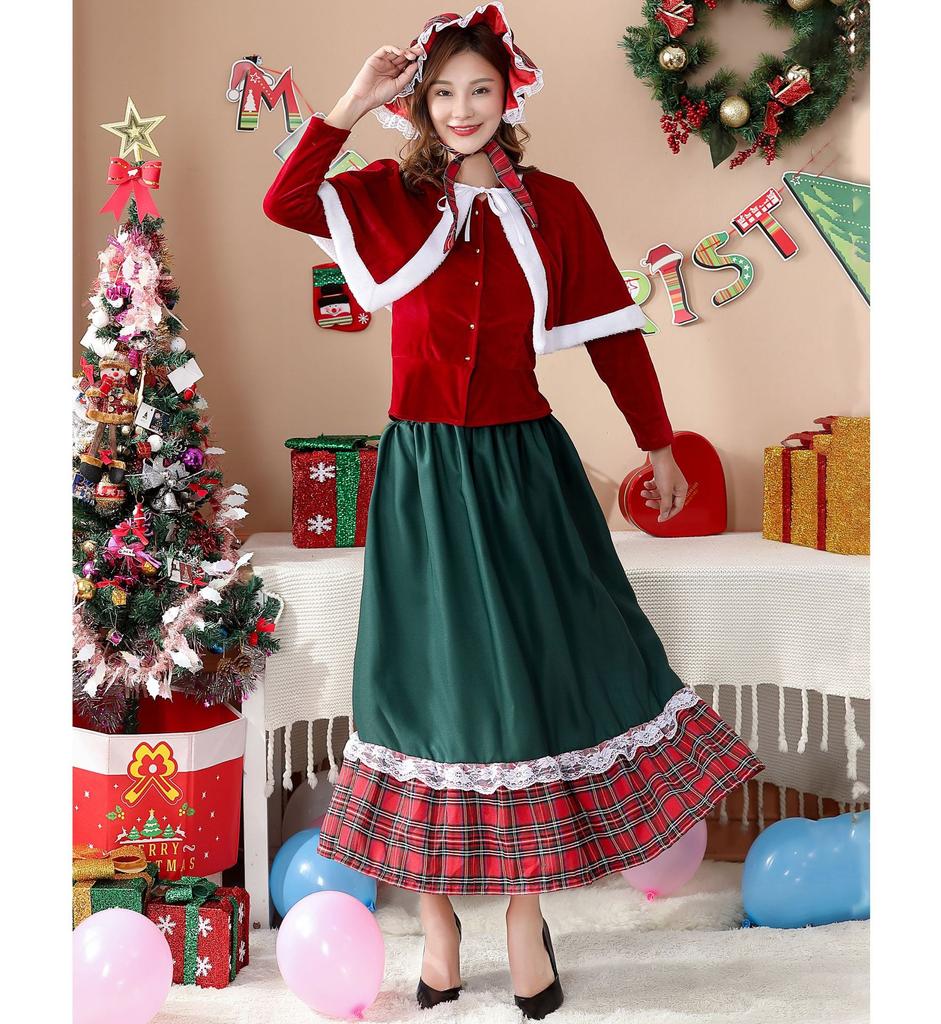 Japanese Party Christmas Queen, Christmas Dress, Christmas Costume, Long Dress Christmas Party Uniform