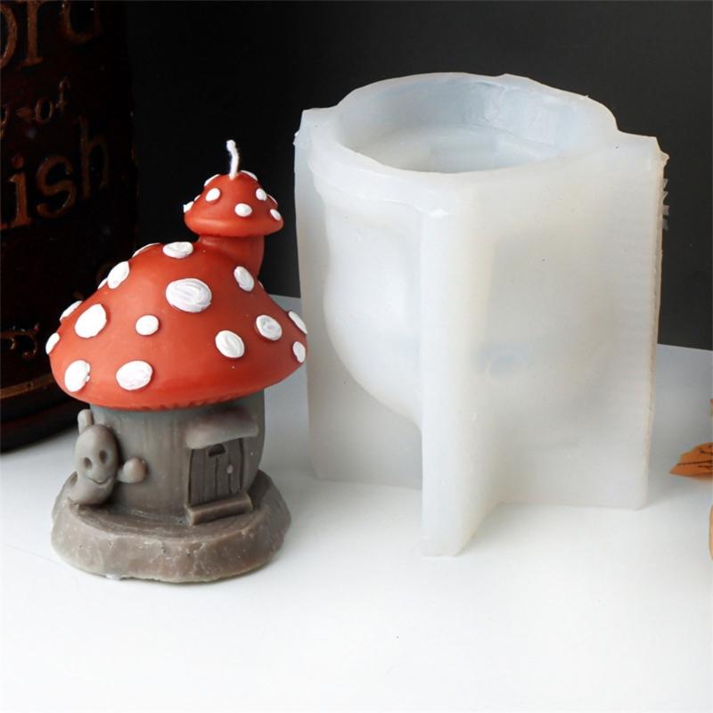 Halloween Silicone Moulds Mushroom House Candle Molds Scented Candle Molds Craft Supplies for Halloween Decorations