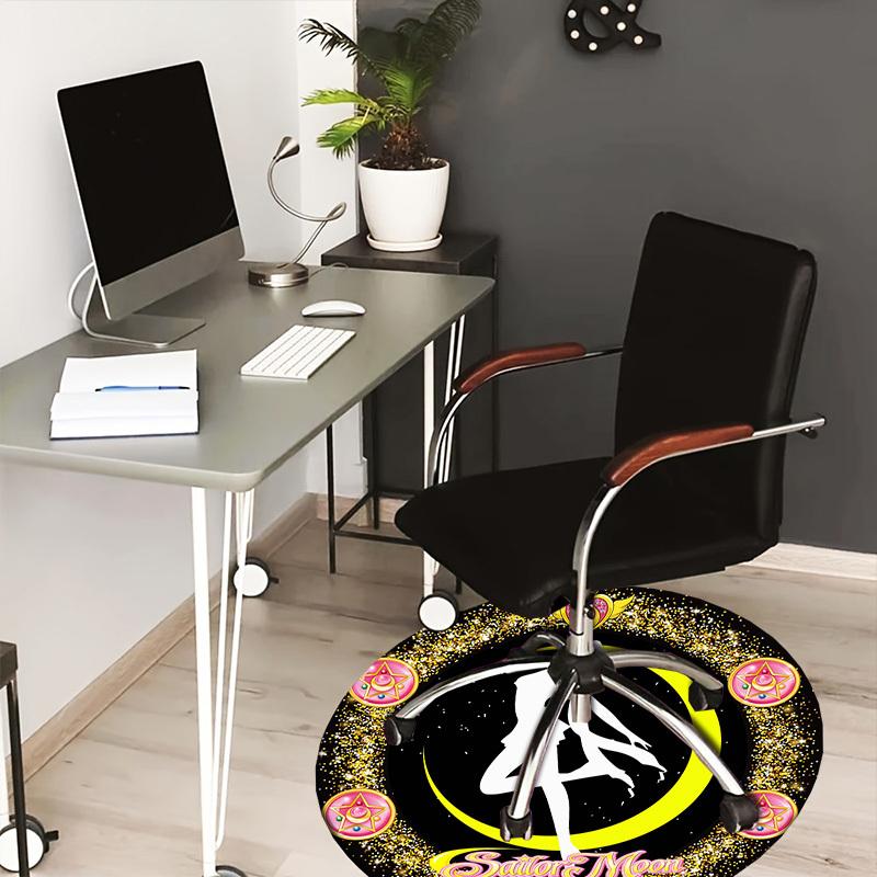 

1pc Sailor Moon Logo Design Round carpet, Made of Polyester,Perfect for Decorating Office Chairs, Living Rooms 80cm