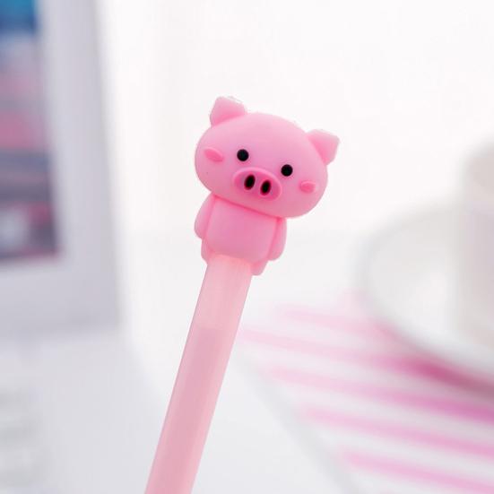 4Pcs Lovely Cartoon Pig 0.38mm Gel Ink Pen Student Gift Office School Stationery