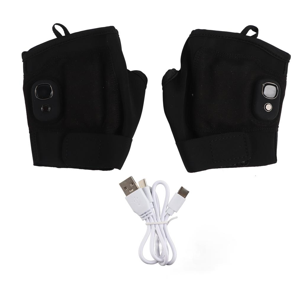1 Pair Electric Half Hand Warmer Ultra Adjustable Elastic Wrist Strap Wide Use Electric Heated Gloves with Data Cable for Riding