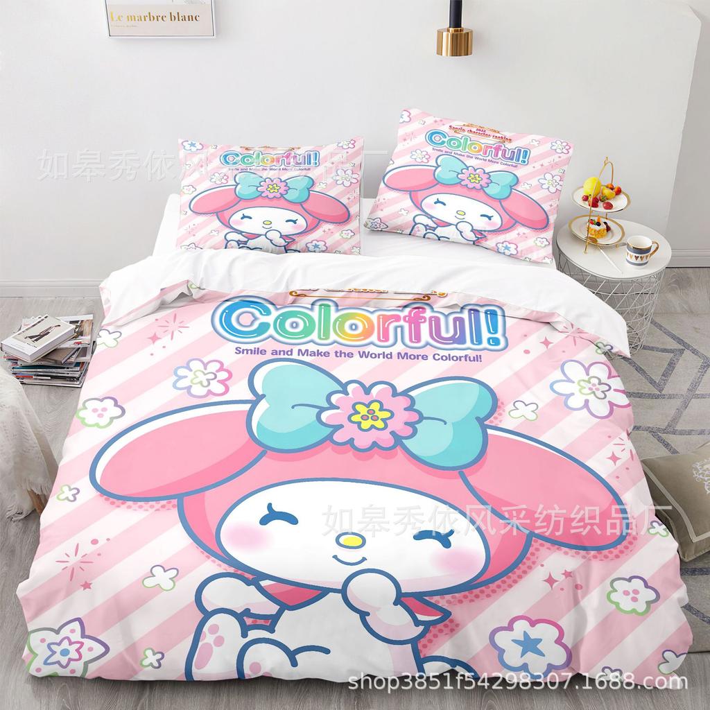My Melody Bedding Sets Comforter Quilt Bed Cover Duvet Cover Pillow Case 2-3 Pieces Sets Kids Adult Size Cartoon Decoration