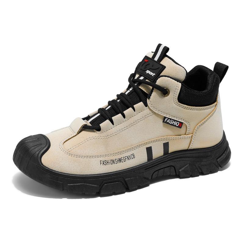 Fashion High Quality Causal Shoes For Men Leather Sneakers High Top Shoes Man Thick Sole Sneakers Driving Comfortable Men Hiking Shoes