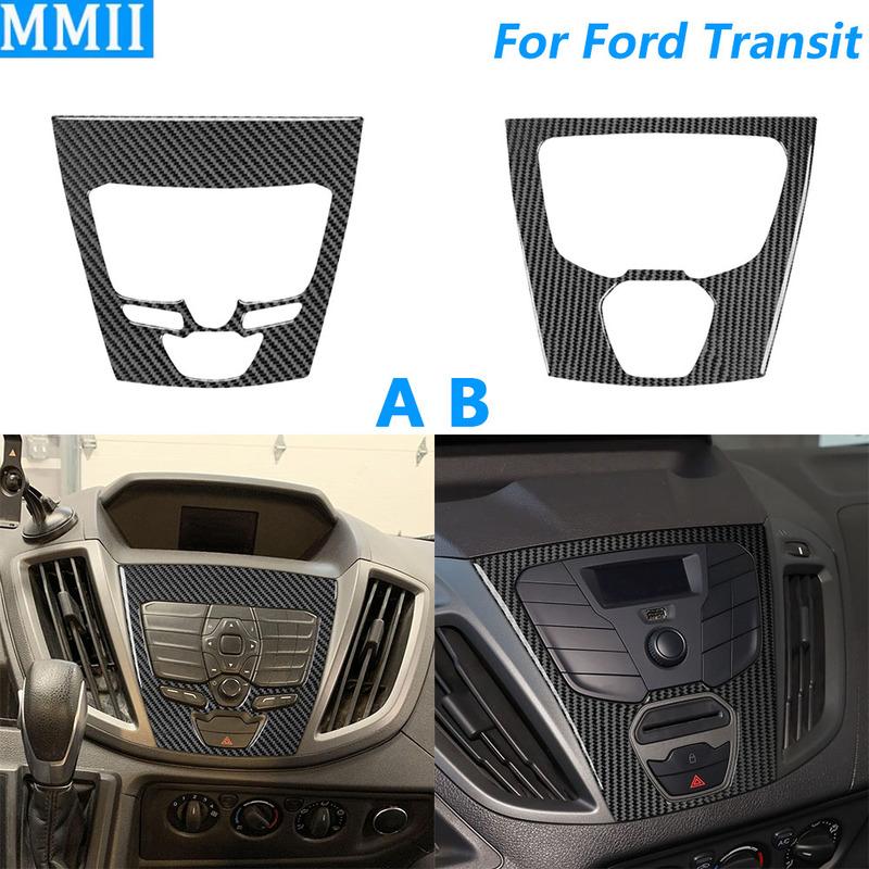 For Ford Transit V363 2014- Carbon Fiber Central Control Radio CD Multimedia Panel Cover Decoration Car Accessories Sticker