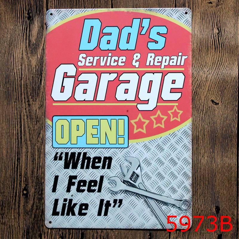 Retro Car Repair Shop Tin Sign for Bar or Living Room Decor