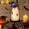 Halloween Indoor Ghost Decoration Light Up Ghost In Glass Cloche with Wood