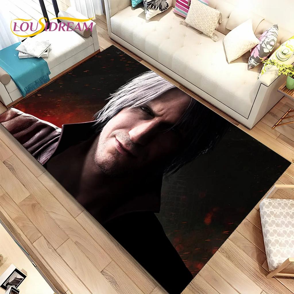 Tapis de jeu 3D HD D-Devil May Cry DMC, Tapis de sol pour salon, chambre à coucher, canapé, paillasson décoratif, tapis de sol antidérapant pour enfants