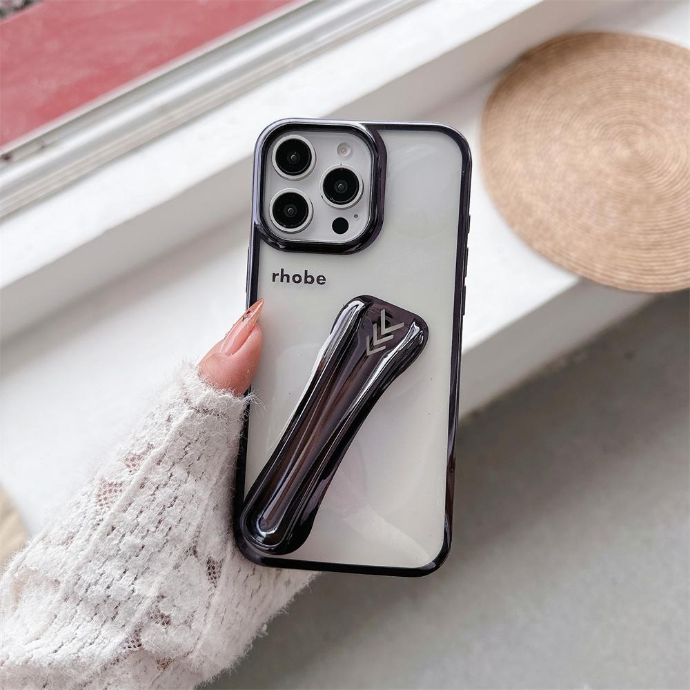 New Plating Clear INS Lipstick Phone Case For iPhone 16 15 14 13 12 11 Pro Max Plus Portable Lip Gloss Holder Hot Soft Cover