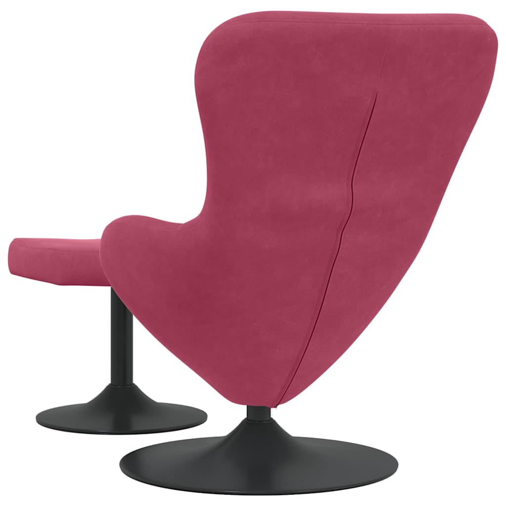 Egg Chair with Footstool Burgundy Velvet