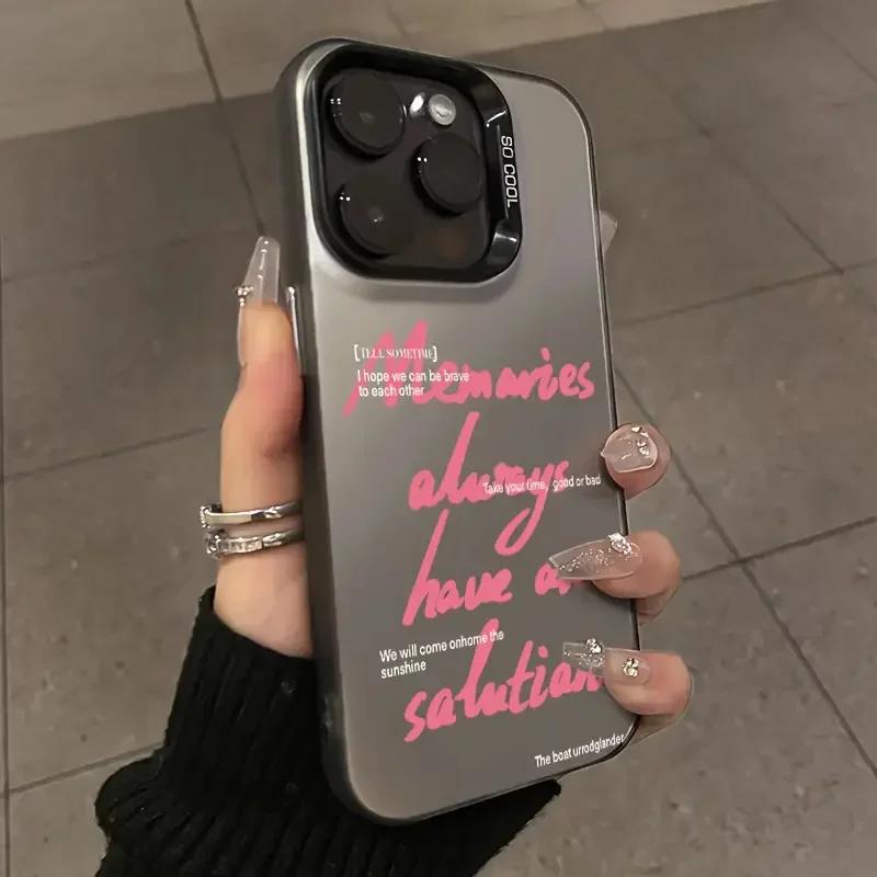 English Letter Lips Label Phone Case For iPhone 16 15 Pro Max 14 13 12 11 Pro XR XS 7 8 16 Plus SE2 Shockproof Cover