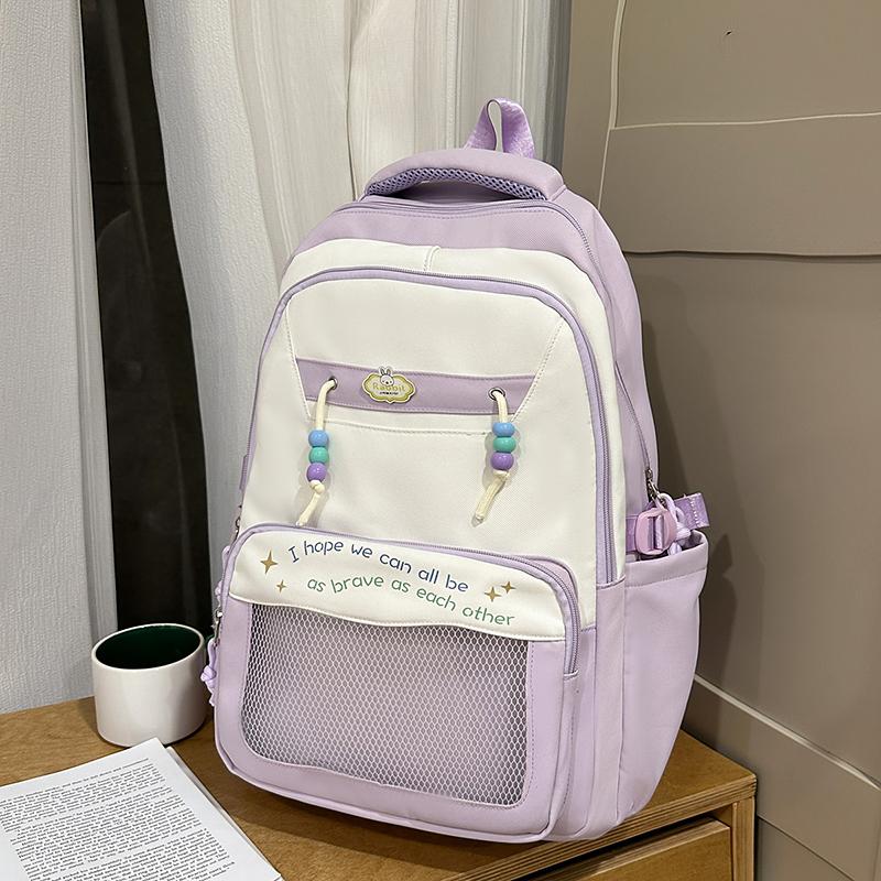 Contrast Color Large Capacity Backpack Student Schoolbag Women's Lightweight Backpack