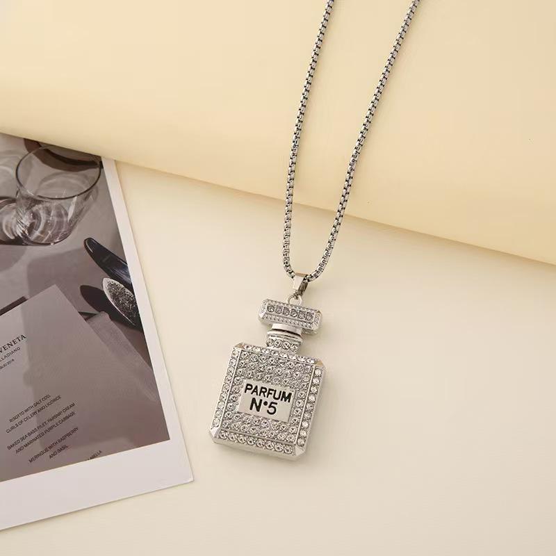 Perfume Bottle Women's Trendy Fashion Versatile Sweater Chain Accessories Necklace Pendant