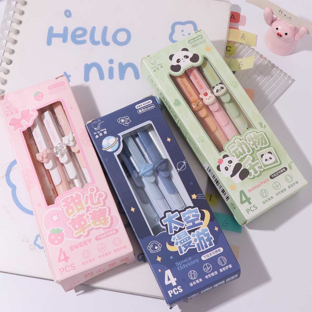 4pcs Cute Erasable Gel Pen INS Neutral Pen Creative Erasable Pens Writing Supplies