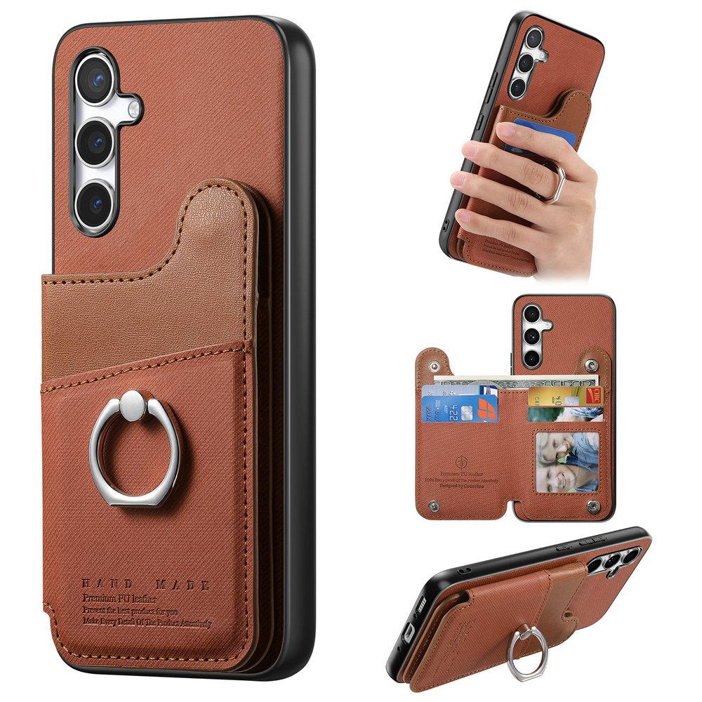 RFID Leather Card Back Case for Coque Samsung A56 5G 2026 Ring Holder Wallet Etui Galaxy A36 A26 A17 A16 A06 A 16 17 36 56 Cover