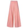 Women'S Fashion Solid Color High Waist Casual Button Cotton Linen Wide Leg Pants