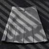 Pleated Skirt with Pockets for Women Summer High Waisted A Line Slimming Versatile Skirt Suit Fabric Casual All Match Versatile Grey Skirt