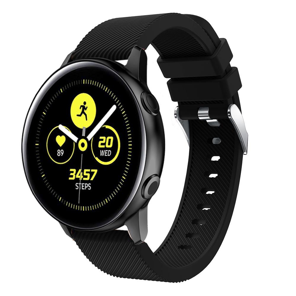 

20mm Twill Texture Silicone Watch Strap for Samsung Galaxy Watch Active SM-R500 Black