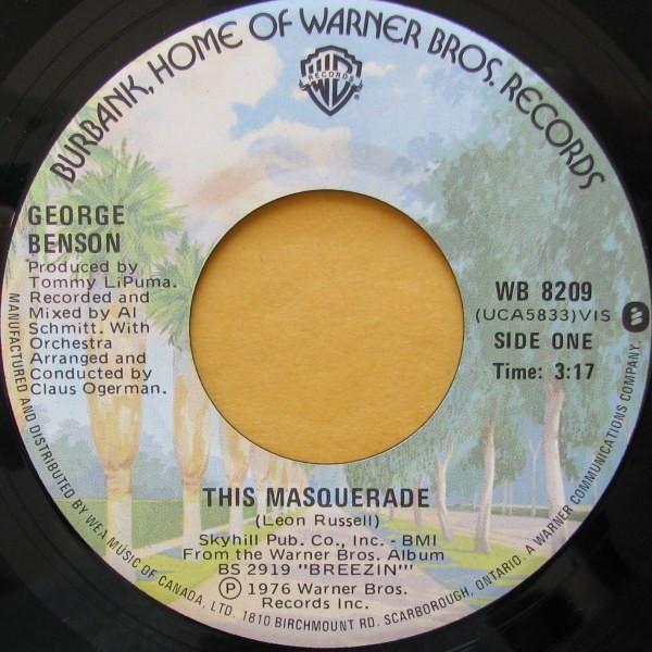 

7inch Record GEORGE BENSON - This Masquerade WB8209 Warner Bros. Re 1976 Canada Jazz Used