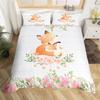 Cute Milk Cow Bedding Set King Cartoon Animal Duvet Cover Botanical Floral Comforter Cover Microfiber Farmhouse Bedspread Cover