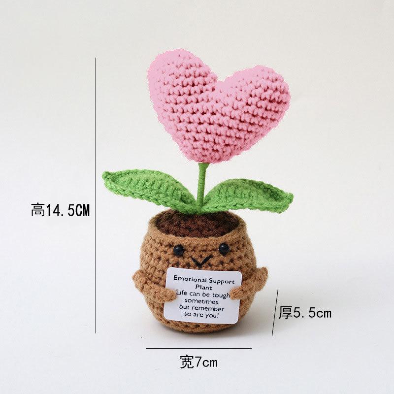 Mini Animal Crochet Potted Cute Handwoven Cartoon Flowers Creative Hand-knitted Car Home Desktop Shelf Decor Items Gift