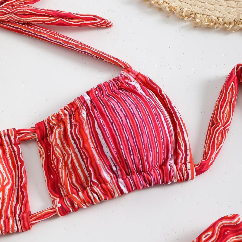 Sexy strap print swimsuit high waist quick-drying bikini multi-color neck fashion swimsuit bikini