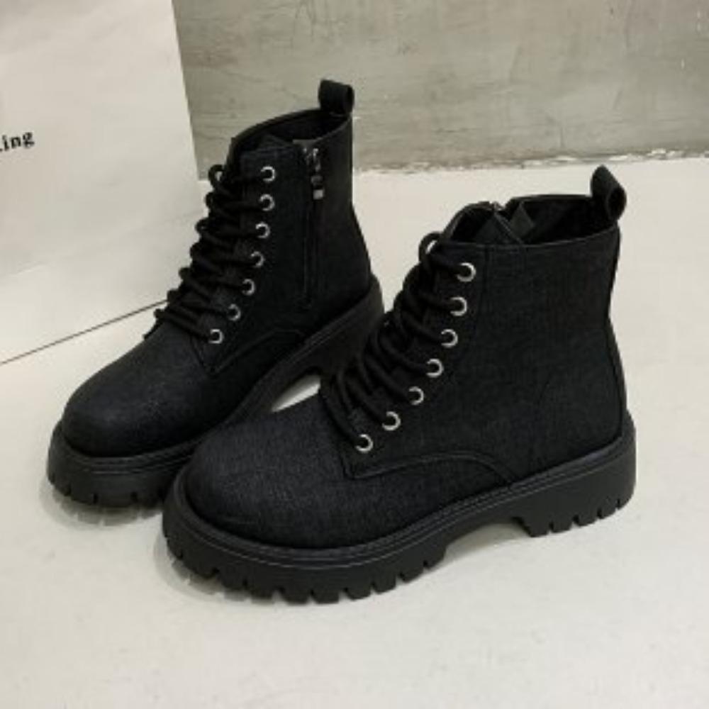 Neue Mode Stiefeletten Biker Schuhe Weiß Punk Stil Kurze Schuhe für Damen Runde Zehenpartie Damen Knöchelstiefel Chunky Mode Stiefel