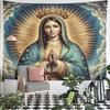 Holy Virgin Mary with Golden Rays Pattern Wall Hanging Tapestry Decorative Tapestry Home Decor for Bedroom and Living Room