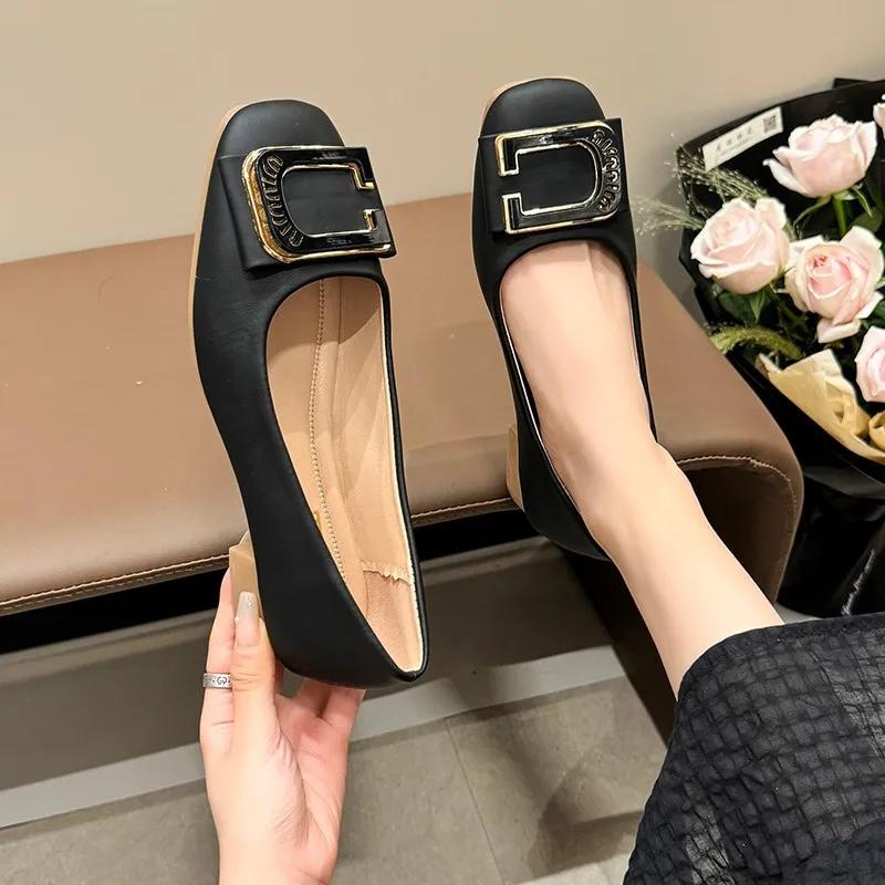 Fashion Woman Elegant Square Toe Concise Ballet Shoes Female Shallow Retro Women Mary Janes shoesComfortable Cute Loafers Lolita Shoes