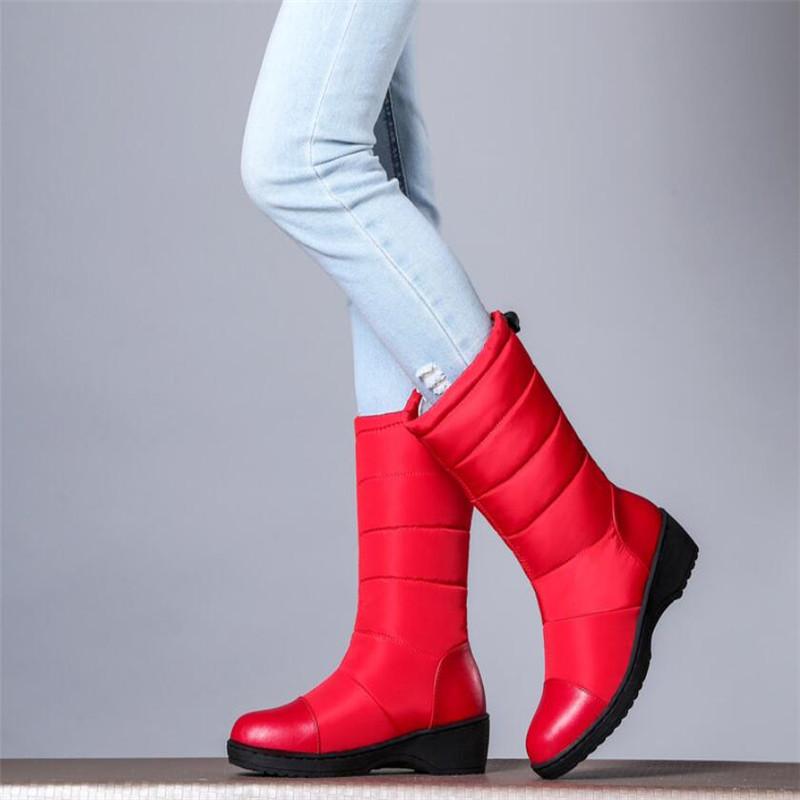Waterproof Winter Girls Shoes Women Down Snow Boots South Korea Style Platform Wedges Mid Calf Boots Female Plush Warm