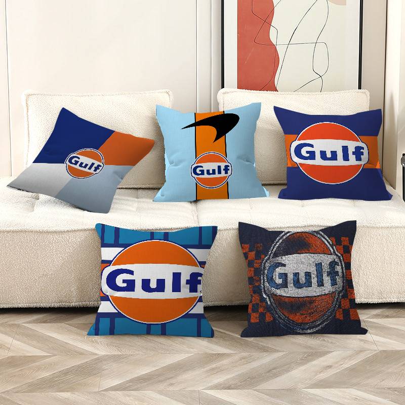 G-Gulf Racing Car Logo Pillow Covers Cartoon Sofa Decorative Home Double-sided Printing Short Plush Cute Cushion Cover