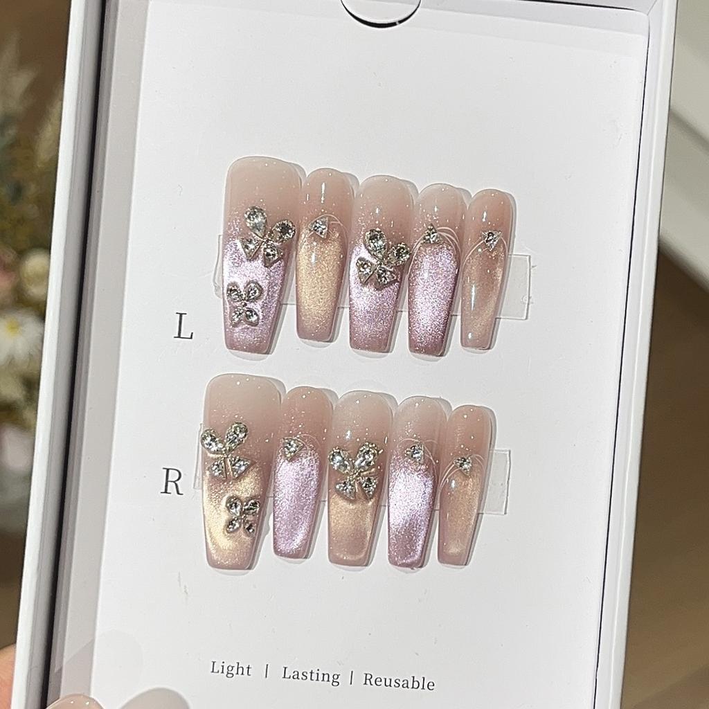 Purple Mist Butterfly Kiss Dreamy White Flash Gorgeous Jump Color Gradient Cat Eye Butterfly Stick Drill Wear Armor