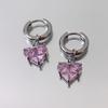 Stainless Steel Vacuum Plated Ear Buckle Sweet Cool Copper Inlaid Zircon Love Pendant Earrings Versatile Earrings Neutral