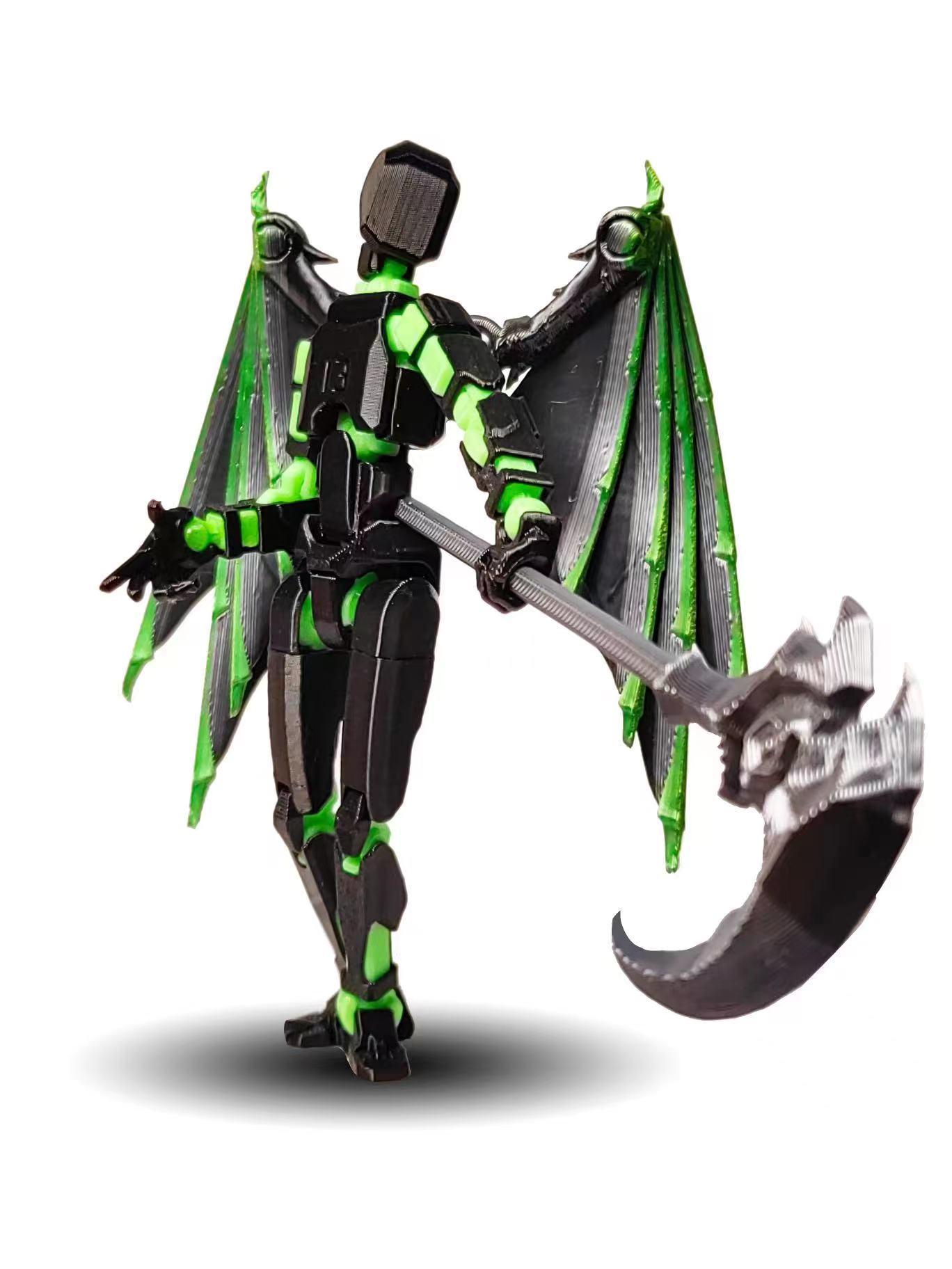 

Шарнирная кукла Иллидана: Напечатанный на 3D-принтере, многосуставный подвижный манекен для игрушек для энтузиастов DIY зелёный/чёрный