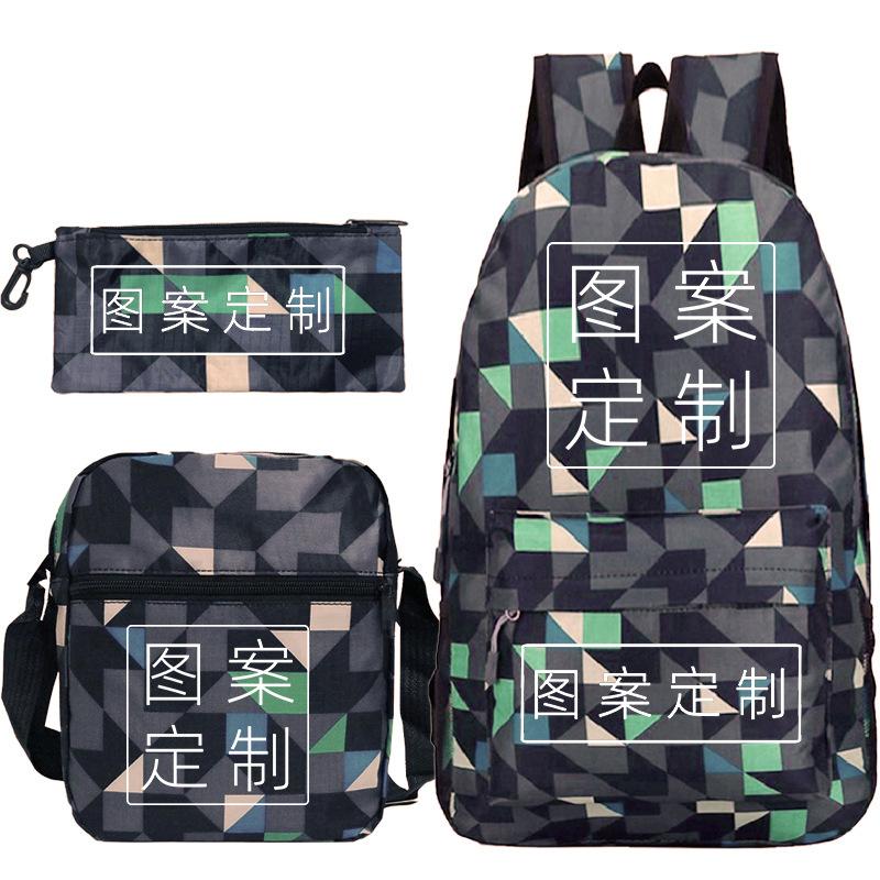 Student Schoolbag Making Oxford Cloth Backpack Shoulder Bag Pencil Bag Combination Three-Piece Set