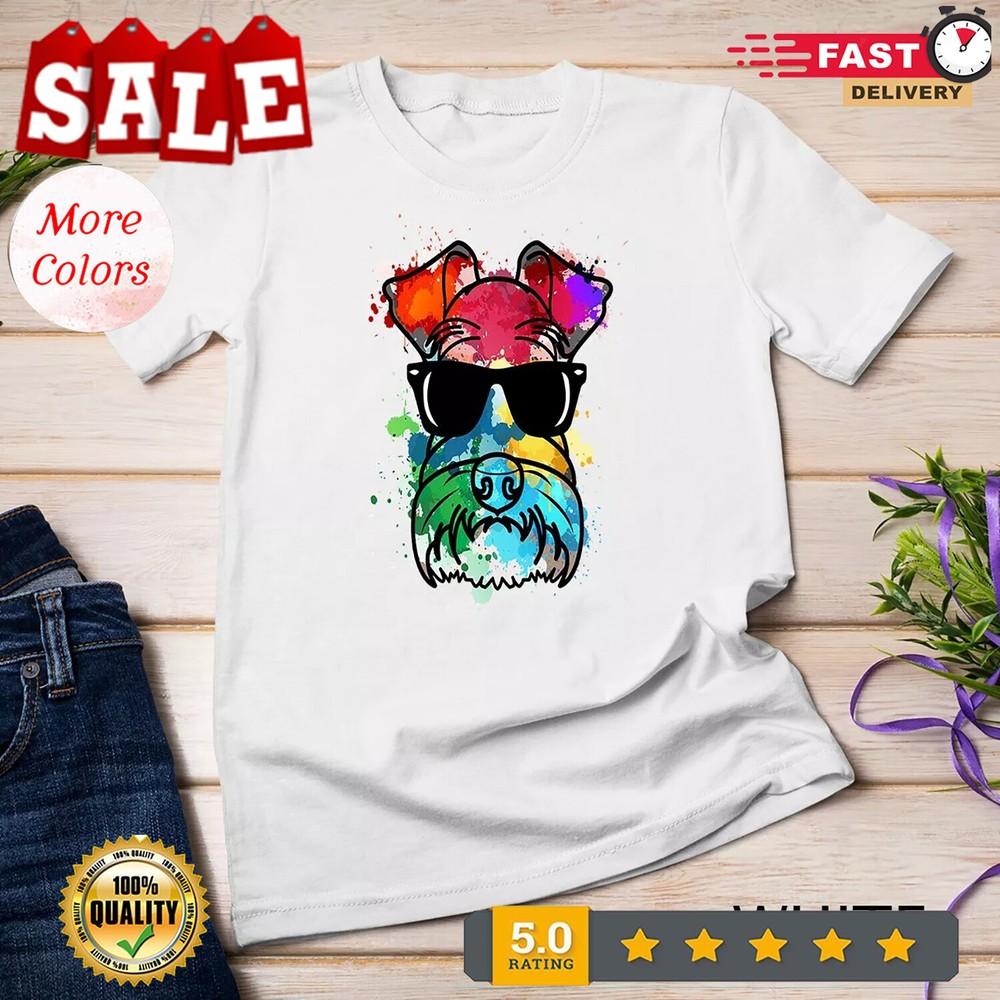 2025/Water color Miniature Schnauzer Cute Dog Paint Splat Gift Unisex T-shirt Unisex T-Shirt XXXL