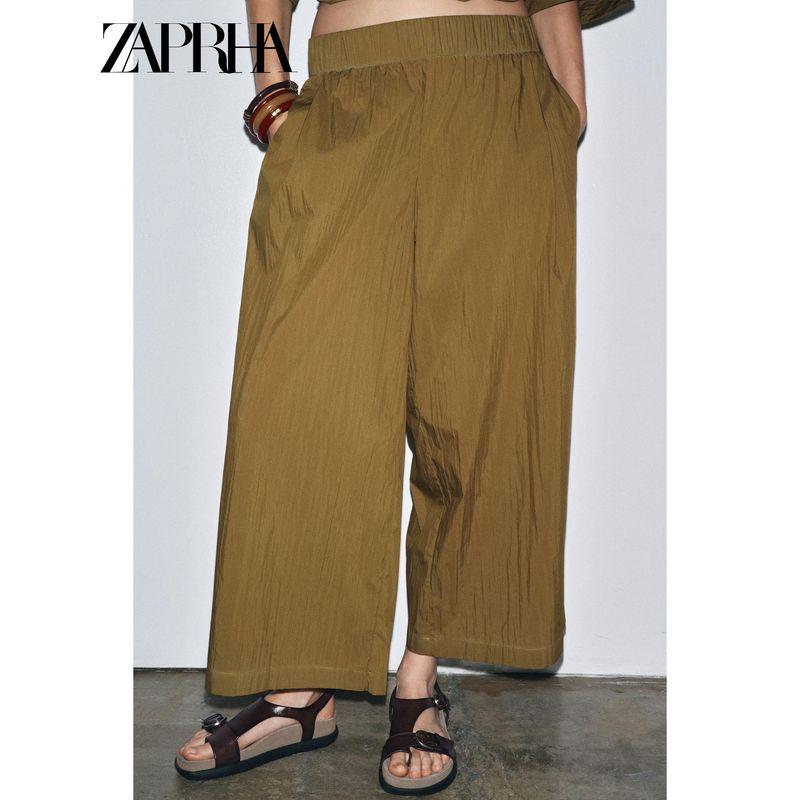 Zaprha 2025 Autumn New Popular American Wide Leg Poplin Pleated Casual Pants Women Relaxed 2731249