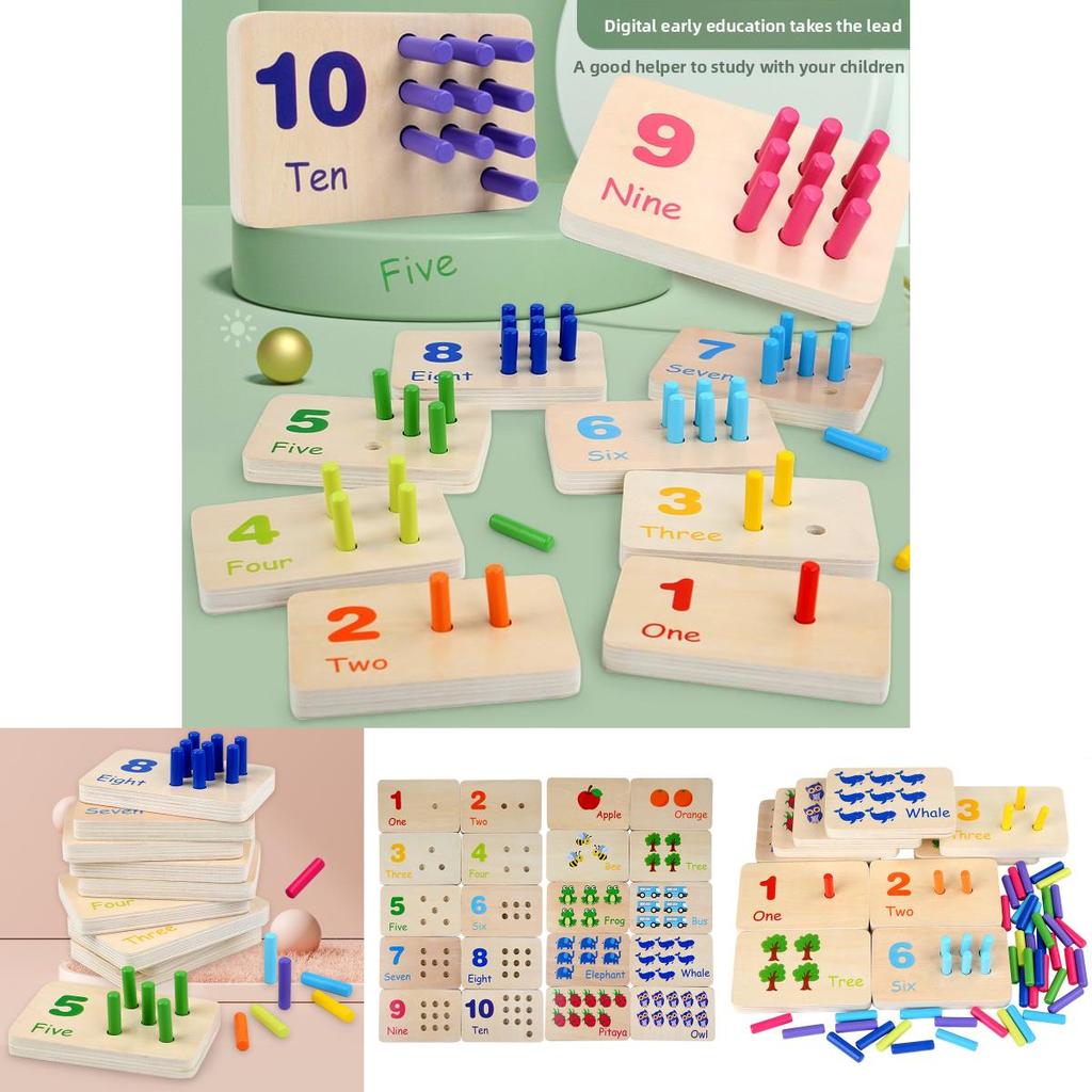 Wooden Montessori Math Learning Stick Color Recognition Matching Board Educational Toy For Early Childhood