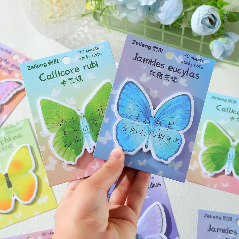 Gift Colorful Butterfly Fluttering Butterfly Sticky Note Creative Cartoon Cute Paper Sticky Memo Pad Kawai Stationery Supplies