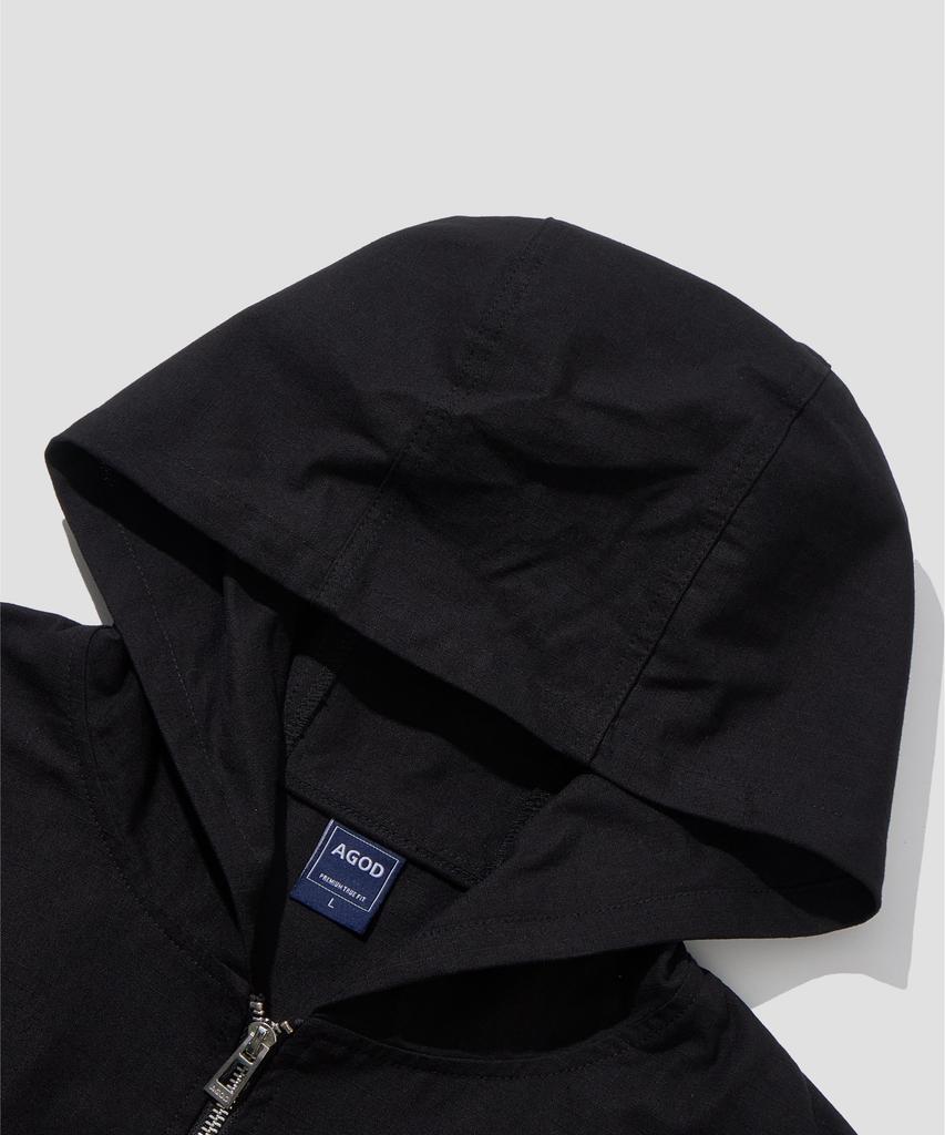 Agod Bio Washed Ripstop Hooded Jacket [Black]