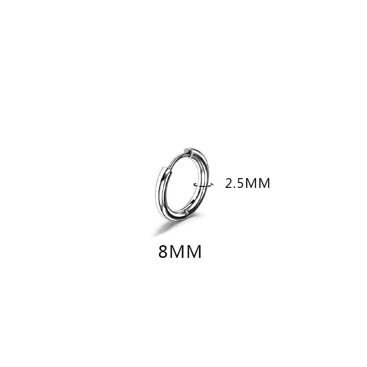 LATS 2024 New Simple Stainless Steel Small Hoop Earrings for Women Men 8mm To 20mm Round Cartilage Ear Piercing Fashion Zircon