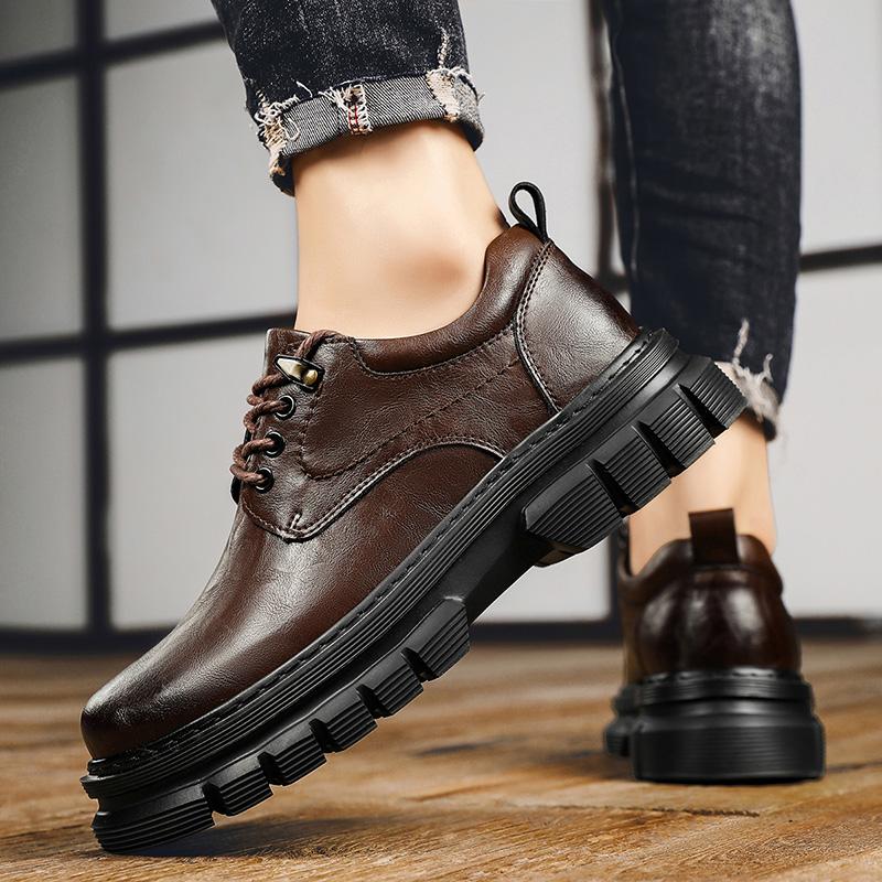 Fashion Thick soled men's leather shoes Leisure Business British Style Dress up party high-quality Adult Classic Black shoes Hot New