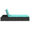 Sun Lounger with Floating Cushion Black Poly Rattan