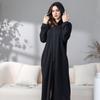 Men's and Women's Summer Zipper Bathrobe Couple Pajamas Hooded Pajamas Thin Soft Comfortable Pajamas Long Nightgown