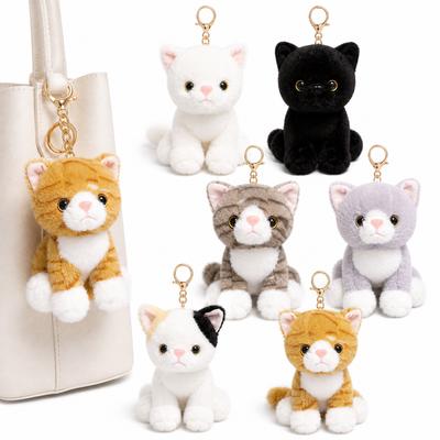 Furry Cat Plush Toy Realistic Kitten Shape Cat Bag Charm New Cat Plush Keychain For Bag Decoration