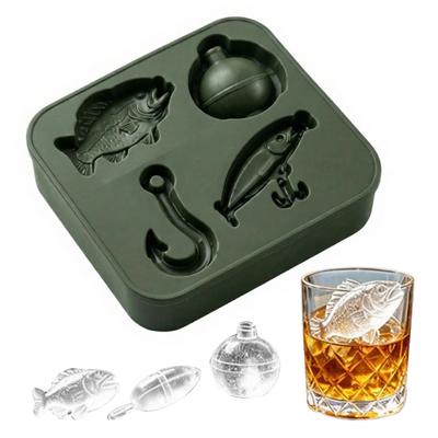Ice Cube Mold, Silicone 3D Bass Hook Float Shapes Ice Tray, DIY Easy To Release Reusable Ice Cubes for Whiskey Wine Bar Use