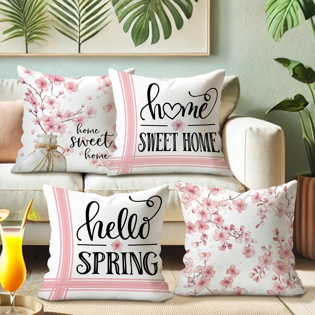 Enchanting Sakura - Themed Pillow Cover: Welcome Spring & Embrace Sweet Home Sofa Bed Cushion Cover Home Room Decoration