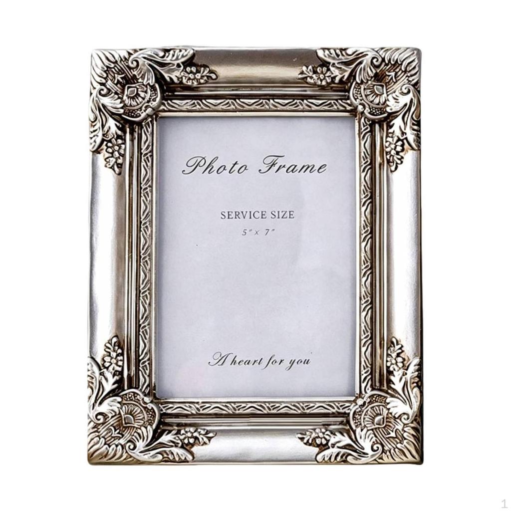 Cadre Photo Orné Floral Résine Décoration de Table Motif Volute Style Européen Classique a