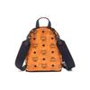 MCM Cognac Visetos Monogram Mini Backpack with Black Contrast Trim & Webbing Straps for Daily & Street Style Use
