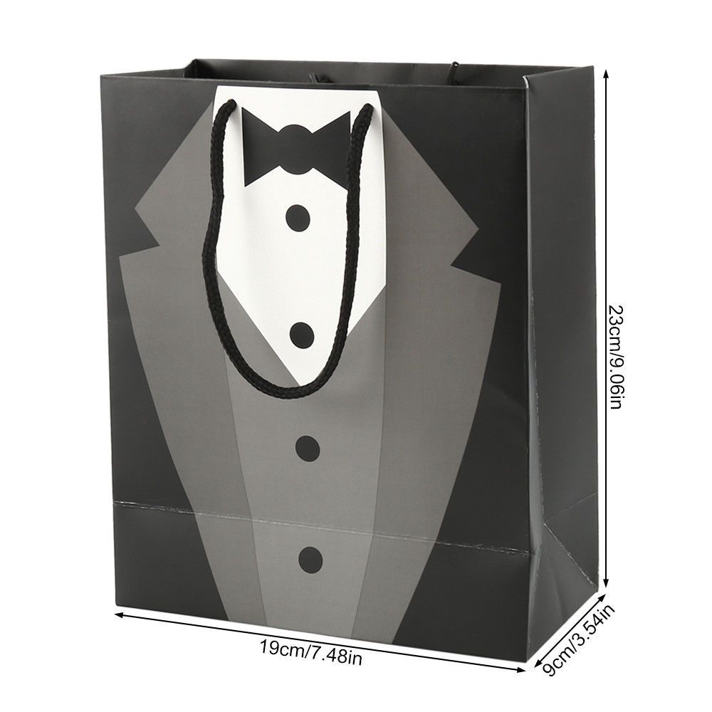 2/5pcs New Recyclable Party Supplies Tuxedo Groomsmen Thank You Shop Loot Gift Bag with Handles
