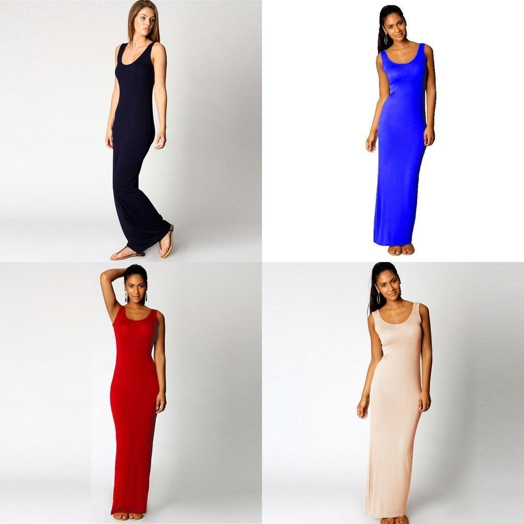 Elegante Abito Maxi Bodycon Senza Maniche da Donna per Spiaggia Casual e Uso Quotidiano